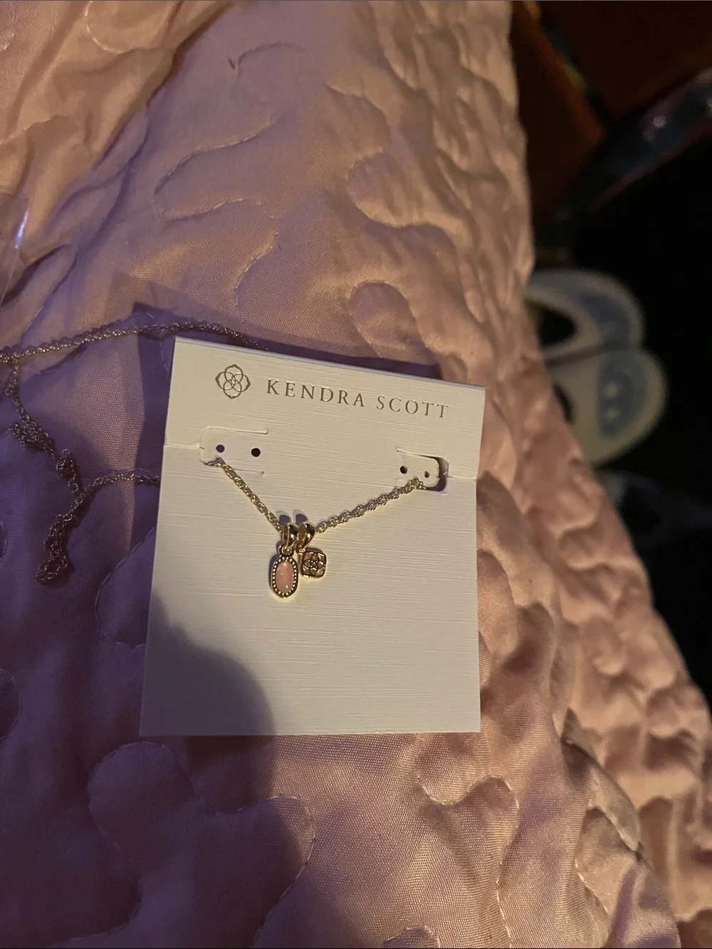 Kendra Scott Gold-Tone Necklace with Light Pink Pendant
